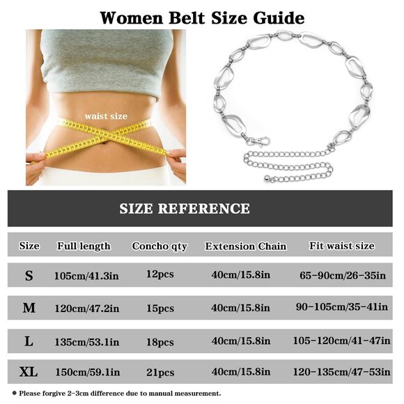 4966 Women\'s Metal Waist Chain Belts Gold Silver Link Belt For Dresses